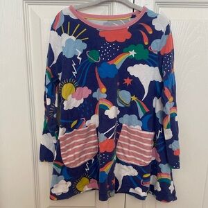 Mini Boden Colorful Long Sleeve Tee with Rainbow and Cloud Print